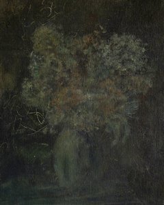 Mroczna martwa natura z motywem kwiatowym