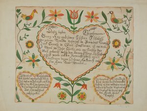 Fraktur - Akt urodzenia i chrztu autorstwa Emma M. Krumrine