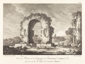 Widok ruin i fragmentów starożytnej konstrukcji ... starożytnej Kapui autorstwa Emmanuel Jean Nepomucène de Ghendt after Claude Louis Châtelet