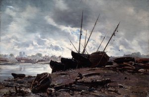 Łodzie czekające na przypływ, 1882.