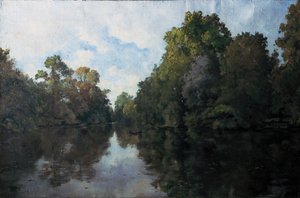 Clisson, La Sèvre w pobliżu młyna, drzewa Garenne Lemot