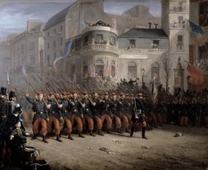 Powrót wojsk do Paryża z Krymu, Boulevard des Italiens, przed Pawilonem Hanowerskim, grudzień 1855 autorstwa Emmanuel Masse