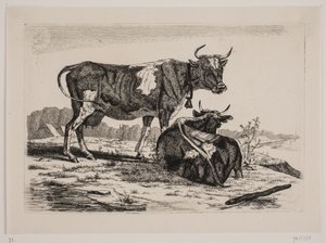 Dwie krowy w krajobrazie autorstwa Emmerik Høegh Guldberg