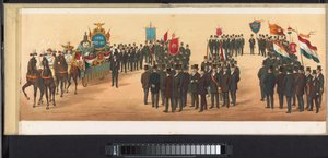 Procesja w Haarlemie, 1872 (tablica 10) Procesja w Haarlemie 1 kwietnia 1872 r. (tytuł serii na obiekcie)
