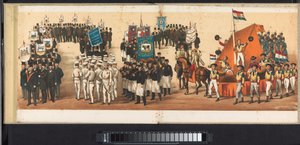 Procesja w Haarlemie, 1872 (tablica 12) Procesja w Haarlemie 1 kwietnia 1872 r. (tytuł serii na obiekcie)