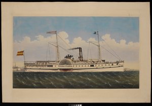 S.S. Villa Clara z widokiem na Nowy Jork (litografia, kolorowana) autorstwa Endicott Endicott