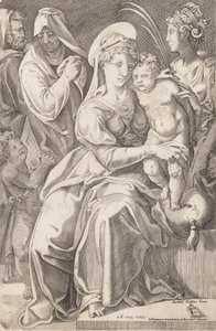 Święta Rodzina ze św. Anną i św. Katarzyną, 1542, wydana w latach 1627-50. autorstwa Enea Vico