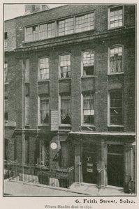 6 Frith Street, Soho, gdzie Haziltt zmarł w 1830 r. autorstwa English Photographer