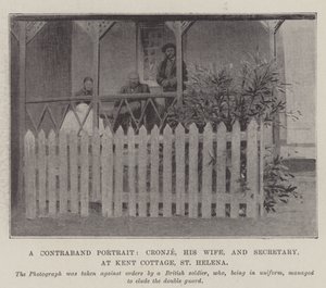 Portret kontrabandy, Cronje, jego żona i sekretarz, w Kent Cottage, St Helena autorstwa English Photographer