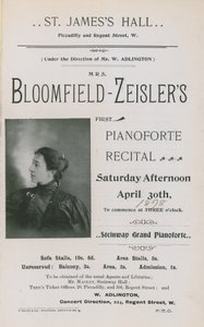 Reklama koncertu Fannie Bloomfield-Zeisler autorstwa English Photographer