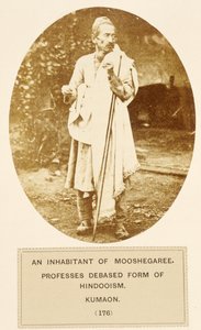 Mieszkaniec Mooshegaree, wyznaje zdeprawowaną formę hinduizmu, Kumaon, z The People of India, J. Forbes Watson, wydany 1868 (druk albumowy) autorstwa English Photographer