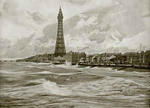 Blackpool z Wieżą Eiffla (zdjęcie czarno-białe) autorstwa English Photographer