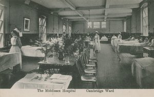 Oddział Cambridge, Szpital Middlesex, Londyn. Pocztówka wysłana 16 sierpnia 1913. autorstwa English Photographer