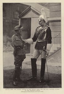 Kapitan Ames, najwyższy oficer armii brytyjskiej i czcigodny Maurice Gifford z konia rodezyjskiego autorstwa English Photographer