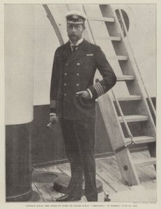 Kapitan JKW Książę Yorku na pokładzie HMS Crescent, w Torbay, 25 czerwca 1898 r. autorstwa English Photographer