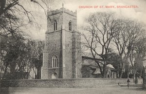 Kościół Mariacki, Brancaster, Norfolk (zdjęcie czarno-białe) autorstwa English Photographer