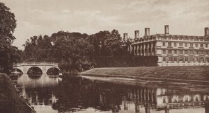 Clare College and Bridge, Cambridge (czarno-białe zdjęcie) autorstwa English Photographer