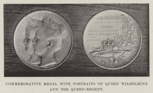 Medal pamiątkowy z portretami królowej Wilhelminy i królowej regentki autorstwa English Photographer