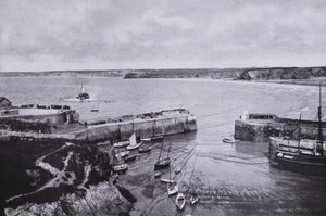Kornwalia: Newquay, port (zdjęcie czarno-białe) autorstwa English Photographer