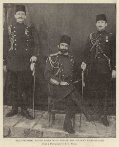 Feldmarszałek Edhem Pasza z dwoma sułtanami Aides-de-Camp autorstwa English Photographer