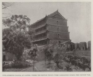 Pięciopiętrowa Pagoda w Kantonie, gdzie podczas wojny chińskiej stacjonowały wojska brytyjskie autorstwa English Photographer
