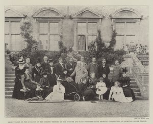 Grupa z okazji Złotego Ślubu Sir Spencera i Lady Ponsonby-Fane, niedawno obchodzonego w Brympton House, Yeovil autorstwa English Photographer