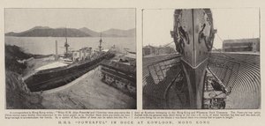 HMS Potężny w Doku w Kowloon w Hongkongu autorstwa English Photographer