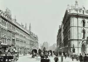 Holborn Viaduct, patrząc na wschód, City of London, 1875 autorstwa English Photographer