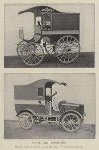 Furgonetki konne i motorowe (zdjęcie czarno-białe) autorstwa English Photographer