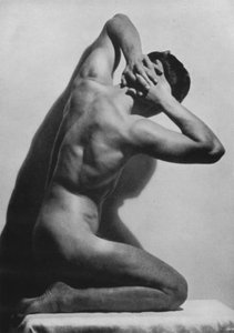 Ilustracja przedstawiająca męskie ciało (zdjęcie czarno-białe) autorstwa English Photographer