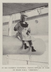 Idąc śladami ojca, książę Edward York na pokładzie HMS Crescent autorstwa English Photographer