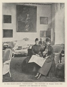 W gabinecie carskim Fredensborg, księżna Walii z cesarzem i cesarzową Rosji autorstwa English Photographer