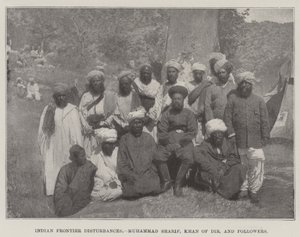 Indyjskie zakłócenia na pograniczu, Muhammad Sharif, Khan of Dir i zwolennicy autorstwa English Photographer