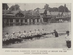 Jesus College, Cambridge, Crew, aby rywalizować w Henley o galę Ladies Challenge autorstwa English Photographer