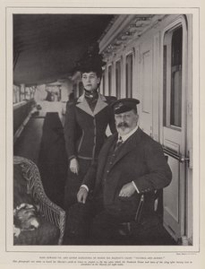 Król Edward VII i królowa Aleksandra na pokładzie jachtu His Majestys Victoria and Albert autorstwa English Photographer