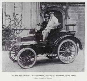 Król Edward VII z posłem, WE Scott-Montagu, w zamku Highcliffe, Hampshire (zdjęcie czarno-białe) autorstwa English Photographer