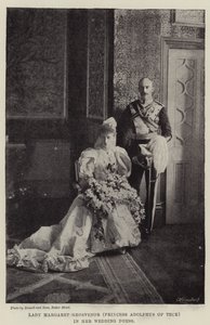 Lady Margaret Grosvenor (Księżniczka Adolphus of Teck) w sukni ślubnej autorstwa English Photographer