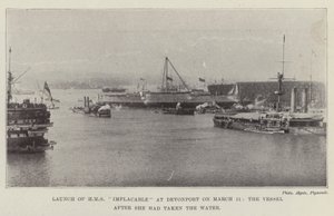 Wystrzelenie HMS Implacable w Devonport 11 marca, statek po zajęciu Wody autorstwa English Photographer