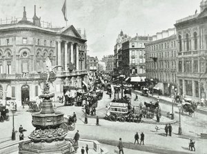 London Pavilion, Piccadilly Circus, Westminster LB: patrząc na wschód, 1896 autorstwa English Photographer