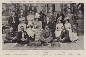 Lord Curzon jako wicekról Indii, grupa w loży wicekróla, Simla autorstwa English Photographer