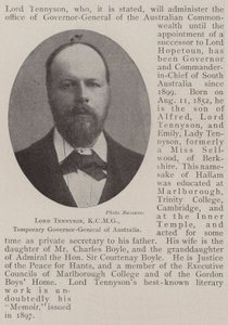 Lord Tennyson, KCMG, Tymczasowy Gubernator Generalny Australii autorstwa English Photographer