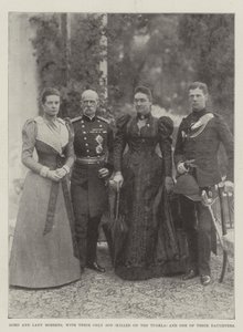 Lord i Lady Roberts, z ich jedynym synem (zabitym na Tugela) i jedną z ich córek autorstwa English Photographer