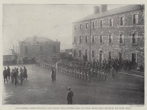 Generał dywizji Gosset przeprowadza inspekcję personelu szpitala polowego Lorda Iveaghs w Dublinie przed ich wyjazdem do RPA autorstwa English Photographer