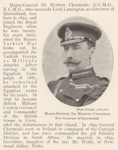 Generał dywizji Sir Herbert Chermside, nowy gubernator Queensland autorstwa English Photographer