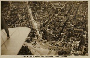 Marble Arch, Edgware Road, Londyn, zdjęcie lotnicze (zdjęcie czarno-białe) autorstwa English Photographer