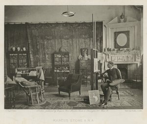 Marcus Stone w swoim Melbury Road Studio autorstwa English Photographer