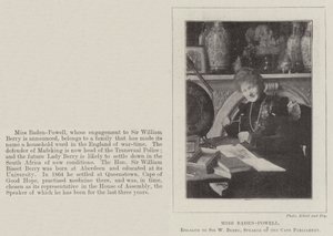 Panna Baden-Powell, zaręczona z Sir W Berrym, przewodniczącym parlamentu Cape autorstwa English Photographer