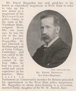 Pan Ernest Baggallay, nowy sędzia policji autorstwa English Photographer