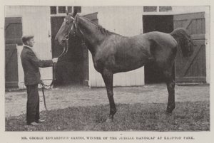 Pan George Edwardess Santoi, zwycięzca Jubileuszowego Handicapu w Kempton Park autorstwa English Photographer