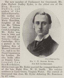 Pan JH Dudley Ryder, nowy poseł Gravesend autorstwa English Photographer